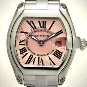 Cartier Pink dial stainless steel Roadster